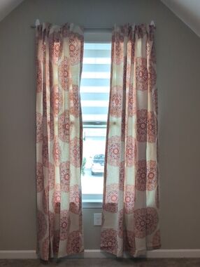 Decorative Tan and Rust Medallion Curtain Panels - Unbranded